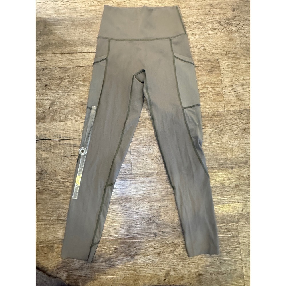 Offline by Aerie Goals 7/8 Leggings High Rise Olive Green Pockets Small Short
